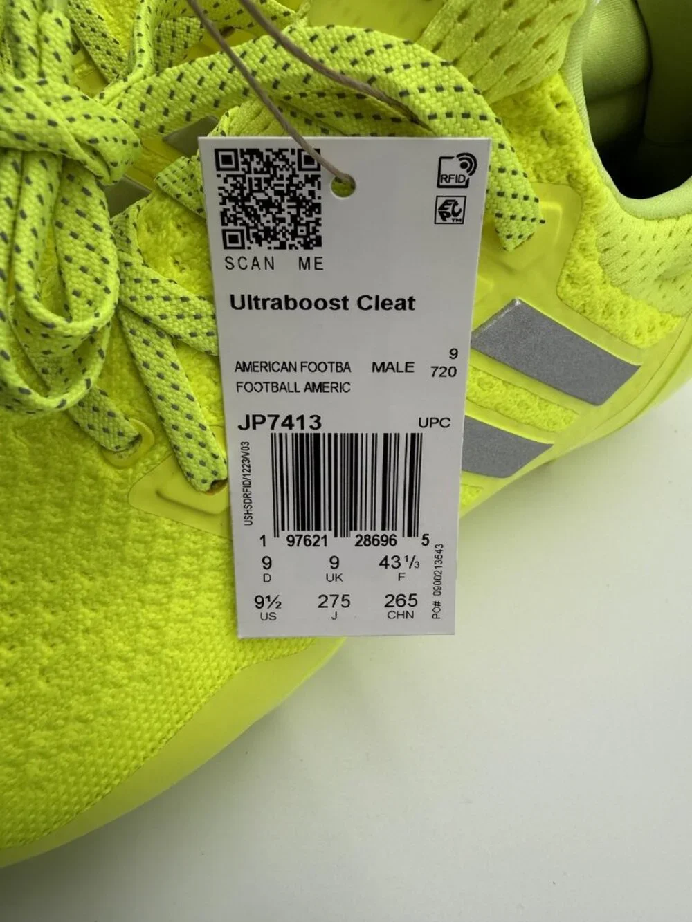 New Adidas Ultraboost Cleat Shoes Men's Size 9.5 Yellow Football JP7413